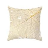 4PCS Home Cotton Decorative Gold Leaves Throw Pillow Case Cushion Covers For Sofa Couch Bed Chair