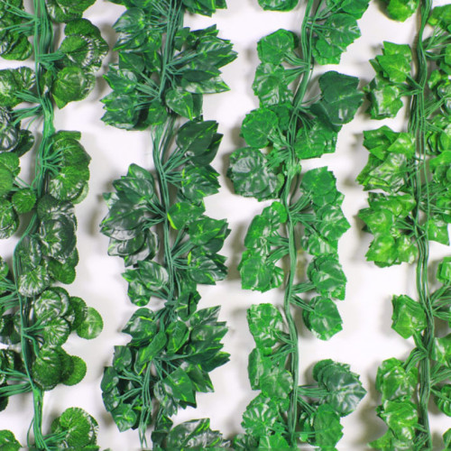 12PCS Artificial Green Leaves Ivy Climbing Vine Plant Interior Decoration