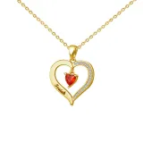 Hollow Out Diamond Heart Birthstones Necklace with Name Engraved Custom Gift For Mom Friends