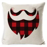 Home Decoration Merry Christmas Red Plaids Snowman Pillowcase Pillow Cover