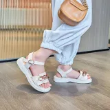 Kid Girl Open-Toed Metal Buckle Soft Bottom Velcro Sandals Shoes