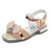 Kid Girl Sequins Jewelry Bowknot Velcro Sandals Shoes