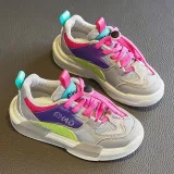 Toddler Kids Mesh Breathable Color Matching Lace-up Leisure Sneakers Shoes
