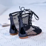 Kid Girl Hollowed Out Lace Up Zipper Sandals Boot Shoes