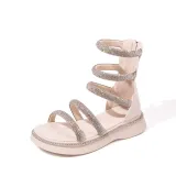 Kid Girl Open-Toed Crystal Diamond High Gang Soft Bottom Sandals Shoes