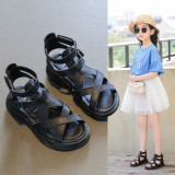 Kid Girl Open Toed Cross Cut Out Velcro Sandals Shoes