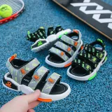 Toddler Kids Open-Toed Hollowed Out Luminous Soft Bottom Velcro Sandals Shoes