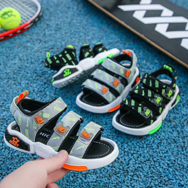 Toddler Kids Open-Toed Hollowed Out Luminous Soft Bottom Velcro Sandals Shoes