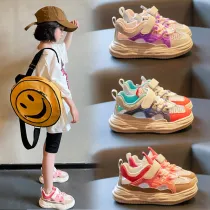 Toddler Kids Mesh Breathable Hollowed Out Velcro Leisure Soft Sole Sneakers Shoes