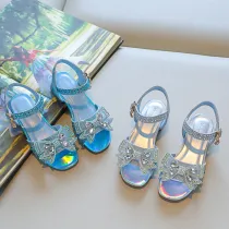 Kid Girl Open-Toed Crystal Bowknot Soft Bottom Princess Sandals Shoes