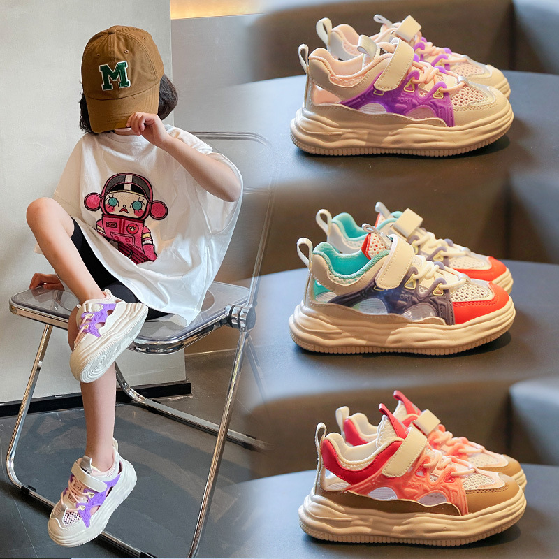 Toddler Kids Mesh Breathable Hollowed Out Velcro Leisure Sneakers Shoes