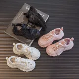 Toddler Kids Mesh Breathable Pure Color Lace-up Leisure Sneakers Shoes