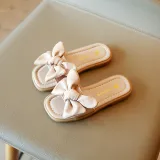 Kid Girl Open-Toed Lace Bowknot Flat Beach Summer Slippers