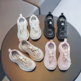 Toddler Kids Mesh Breathable Pure Color Lace-up Leisure Running Shoes