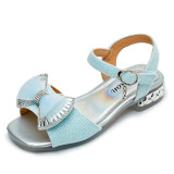 Kid Girl Open-Toed Rhinestone Lace Bowknot Velcro Sandals Shoes