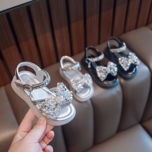 Kid Girl Jewelry Crystal Bowknot Dress Sandals Shoes