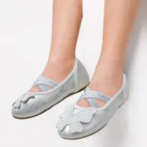 Kid Girl Silver Bowknot Princess Dress Shoes