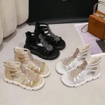 Kid Girl Open-Toed Rhinestone Gladiator Zipper Sandals Shoes