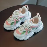 Toddler Kids Mesh Breathable Splicing Lace-up Leisure Sneakers Shoes