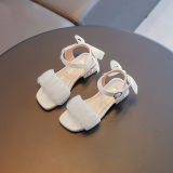 Kid Girl Open-Toed Sequin Gauze Mesh Bowknot Soft Bottom Velcro Sandals Shoes