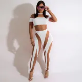 Women Long Sleeve Mesh Color Stitching Night Out Jumpsuit