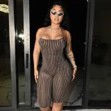 Women Sling Sleeveless Apron Backless Short Mini Party Jumpsuit