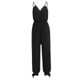Women Sling Sleeveless Plunging Neckline Floral Corset Jumpsuit