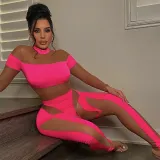 Women Long Sleeve Mesh Color Stitching Night Out Jumpsuit