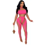 Women Long Sleeve Mesh Color Stitching Night Out Jumpsuit