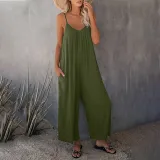 Women Sling Sleeveless Wide Leg Loose Culotte Jumpsuit