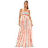 Women Off The Shoulder Strapless Tie Dye Striped Wide Leg Jumpsuit
