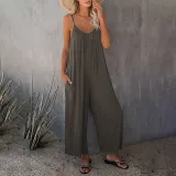 Women Sling Sleeveless Wide Leg Loose Culotte Jumpsuit