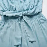 Women Off The Shoulder Solid Color Strapless Wide Leg Jumpsuit