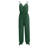 Women Sling Sleeveless Plunging Neckline Floral Corset Jumpsuit