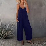 Women Sling Sleeveless Wide Leg Loose Culotte Jumpsuit