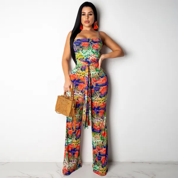 Women Long Sleeve Butterfly Pattern Plunging Neckline See-through Bodycon Jumpsuit