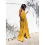 Women Slig Sleeve Blouson Cover-Up Loose Casual Jumpsuit