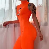 Women Sling Sleeveless Sweetheart Mesh Mini Perspective Sport Jumpsuit