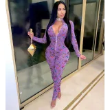 Women Mock-Neck Sleeveless Solid Color Bodycon Jumpsuit