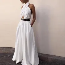 Women Convertible Corset Belt Culotte Jumpsuit