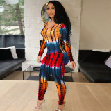 Women Long Sleeve Strappy Bodycon Leopard Print Jumpsuit