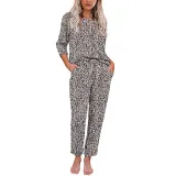 Women Long Sleeve Tie dye Lounge Smocked Waist Jumpsuit