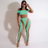 Women Long Sleeve Mesh Color Stitching Night Out Jumpsuit