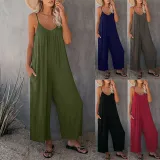 Women Sling Sleeveless Wide Leg Loose Culotte Jumpsuit