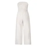 Women Off The Shoulder Solid Color Strapless Wide Leg Jumpsuit