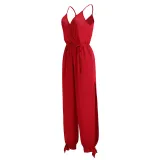 Women Sling Sleeveless Plunging Neckline Floral Corset Jumpsuit