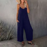 Women Sling Sleeveless Wide Leg Loose Culotte Jumpsuit