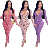 Women Mock-Neck Sleeveless Solid Color Bodycon Jumpsuit