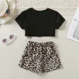 Toddler Kids Girl Two Pieces Tank Top Leopard Print Shorts Set