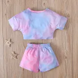 Toddler Kids Girl Two Pieces Tie Dye Short Sleeve Tank and Shorts Set